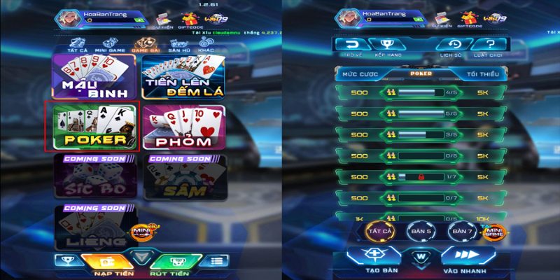 Có nhiều trò chơi bài đẳng cấp cho cược thủ tham gia